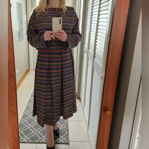 Vintage Liz Claiborne Boat Neck Striped Blouse and Skirt Set